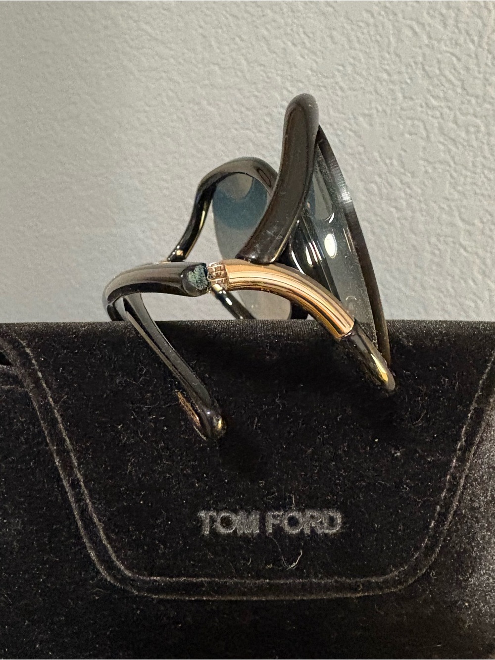 Tom Ford Black Sunglasses with Gold Temple Accent